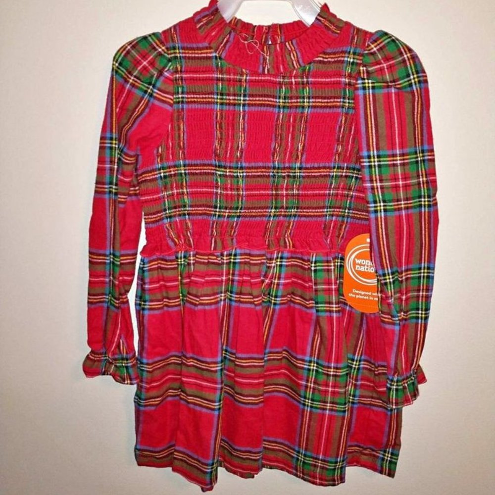 Wonder Nation toddler little girl dress size 3T Red Plaid K-095